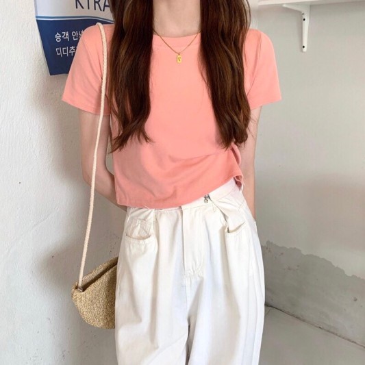 纯色百搭短袖T恤上衣